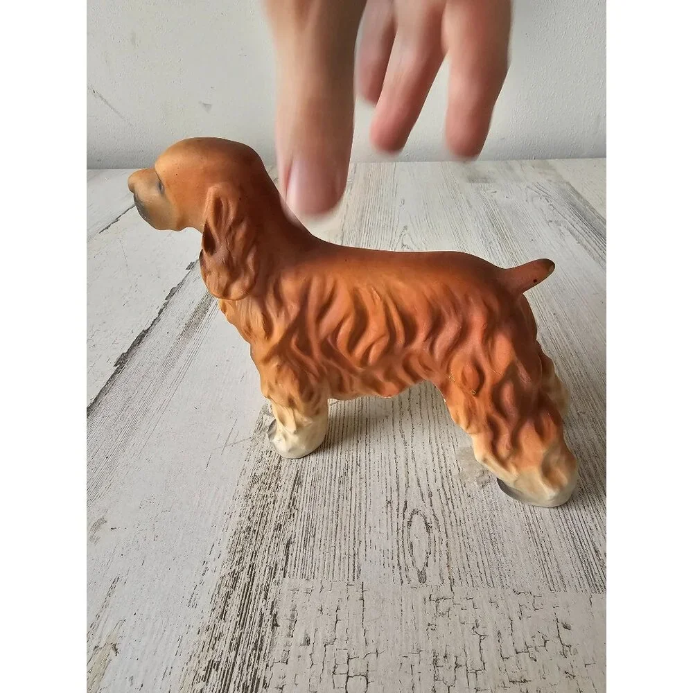 Highmount bisque cocker‎ spaniel dog statue porcelain vintage brown puppy decor